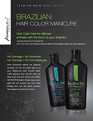 Awesome Brazilian Hair Color Manicure - Acid Color pH3.5, No Damage, No Ammonia, No Peroxide, No Formaldehyde, Silk Protein, Keratin Protein, Olive Oil, 3.53 Oz. (Pack of 2) (Jet Black)