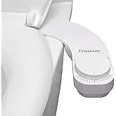 Toswin Left Handed Bidet Left Hand Bidet Left Side Control Bidet Attachment for Toilet with Dual Front & Rear Nozzles and Adjustable Water Pressure -White Knob