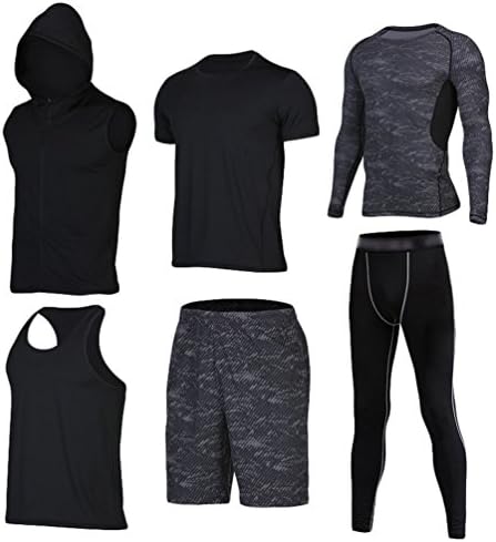 YAANCUN Fitness Gym Clothing Set Fitness Sports Running Yoga Athletic Suit Lightweight Sport Clothing for Men Compatible for Running Gym Basketball and Daily Casual