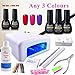 (Pick Any 3 Colors) Nail Art Polish Top Base 36W UV Lamp Gel Manicure Kit Soak Off Cleanser Plus Files Removers Buffer Nipper Push Wipes Stipes Roll Gift Set DIY by FairyGlo