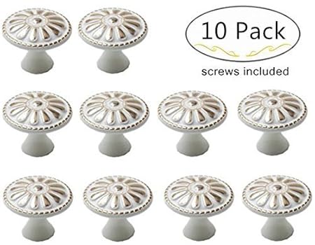 10 Piece Door Knob Pull Handles Magnolora Vintage Ivory White