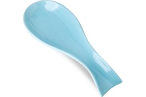 Ceramic Spoon Holder for Stove Top, Large Cooking Spoon Rest for Kitchen Counter, Hasense 8.7 Inch Utensil Rest for Spatula, Ladle and Tong, Microwave Safe, Teal