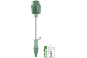 haakaa Cleaning Brush Silicone Bottle Brush Double-Ended Soft Silicone Bristles for Breast Pumps, Breast Milk Collectors, Baby Bottles, Teats, Breastmilk Storage Bags, Pea Green-1pk