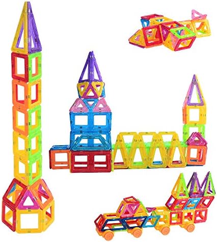 Joy Mags Mini Size Magnetic Blocks Clear Building Tiles Construction Stacking Toys Set (158 Pieces)