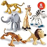 ArtCreativity Cartoon Animals Figurines for Kids (Set of 6) | Cute Cartoonish Design | Durable Plastic Play Set | Cool Storage Box | Great Gift Idea, Safari and Jungle Favors for Boys and Girls