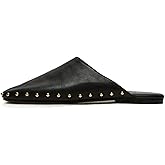 Fuazuzu Comfortable Mules for Women Studded Round Toe Low Heel Flats Mules Backless Slip On Clogs Slippers for Casual Fashion Dressy