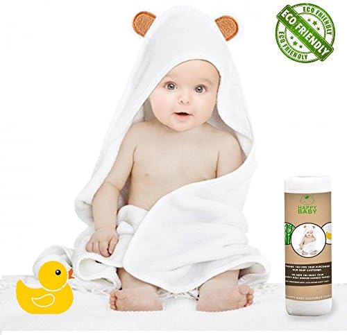 Extra Soft Baby Hooded Towel With Bear Ears | 100% Organic Hypoallergenic Bamboo | Comes With 2 Extra Washcloths and Yellow Little Duck for Happyer Bath Time | Size for Infant and Toddler