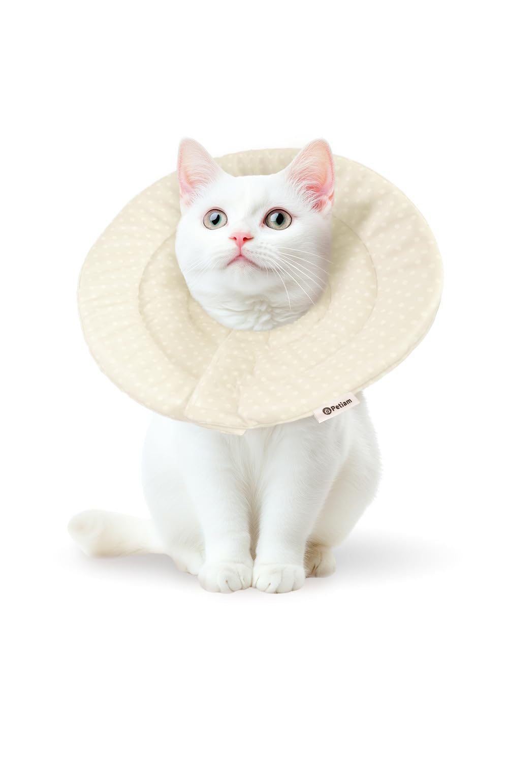(シリーズ累計2万個突破) Petiam エリザベスカラー 猫 犬 ソフト 軽量 傷舐め防止 引っ掻き防止 術後ケア (ミルクティベージュ, M) の商品画像