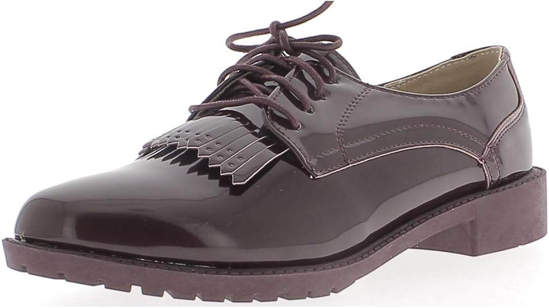derbies bordeaux vernis femme