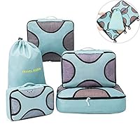 Keledz 5 Set Packing Cubes,Travel Luggage Packing Organizers Water Resistant Lightweight Luggage Packaging Storage Case with Laundry Bag for Men Women (Blue)