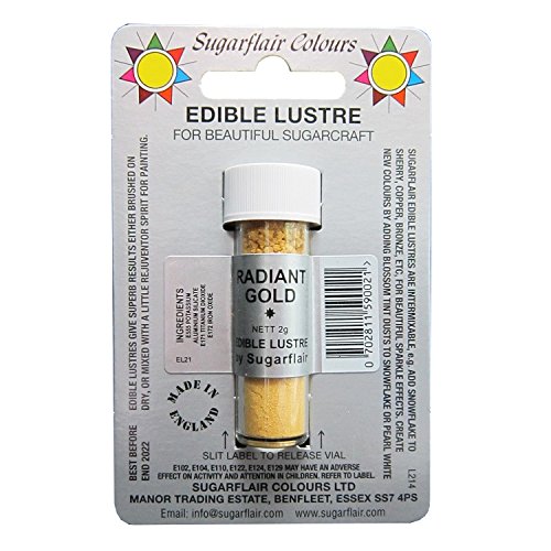 4 x Sugarflair Edible Radiant Gold Lustre Dust Powder Cake