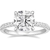 EAMTI 3.5CT 925 Sterling Silver Rings Cushion Cut Cubic Zirconia CZ Engagement Wedding Bands for Women Promise Rings for Her Size 3-11