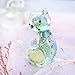 QF Handmade Cat Blown Glass Figurine as Christmas, Birthday Home Decor Green and Clear