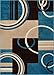 Well Woven Ruby Echo Shapes & Circles Geometric Blue 8 by 10 Rug for Living Rooms & Dining Rooms - Modern Abstract Living Room Rug, Plush, Soft Carpet, Stain Resistant, Durable Floor Covering