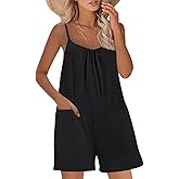 Nfsion Womens Casual Sleeveless Romper Loose Spaghetti Strap Shorts Overalls Jumpsuit with Pockets Summer Clothes