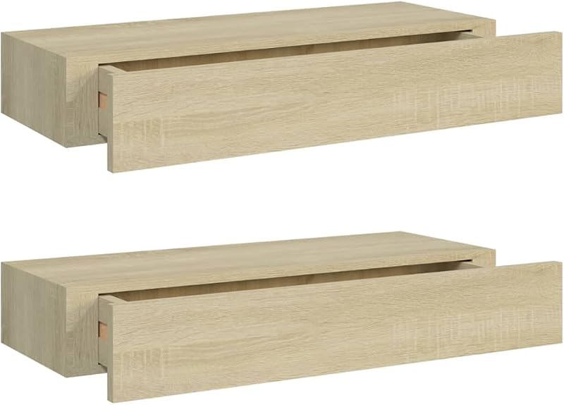 Scaffali con Cassetti da Parete 2 pz Rovere 60x23,5x10 cm MDF — foto 1 di 8