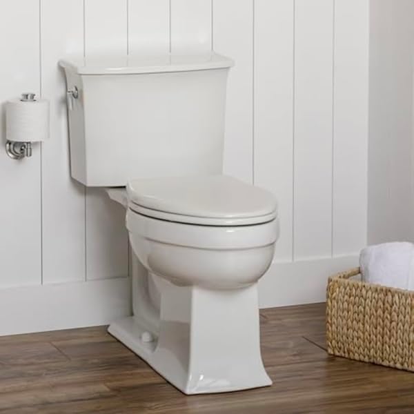 BEMIS ALESIO SLOW CLOSE TOILET SEAT, SLEEK CHROME HINGES AND ADJUSTABLE PERFECT FIT WOOD SEAT, MADE IN USA, ROUND, WHITE