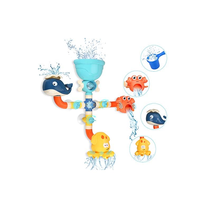 Bath Toys for Toddlers Kids 1 2 3 4 5 Years Old Boys and Girls, Bathtub Toy Baby Bathing DIY Pipes Tubes with Spinning…