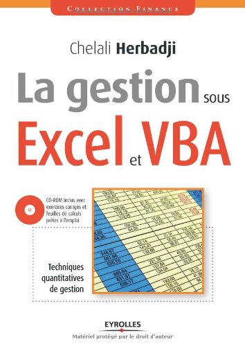 La  gestion sous Excel et VBA