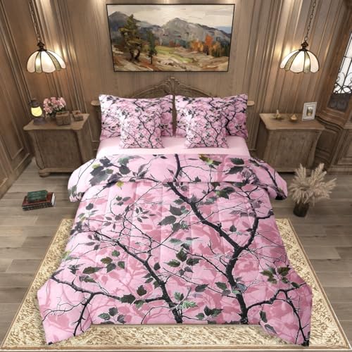 Pink Camouflage Bedding Set Full Size Rustic