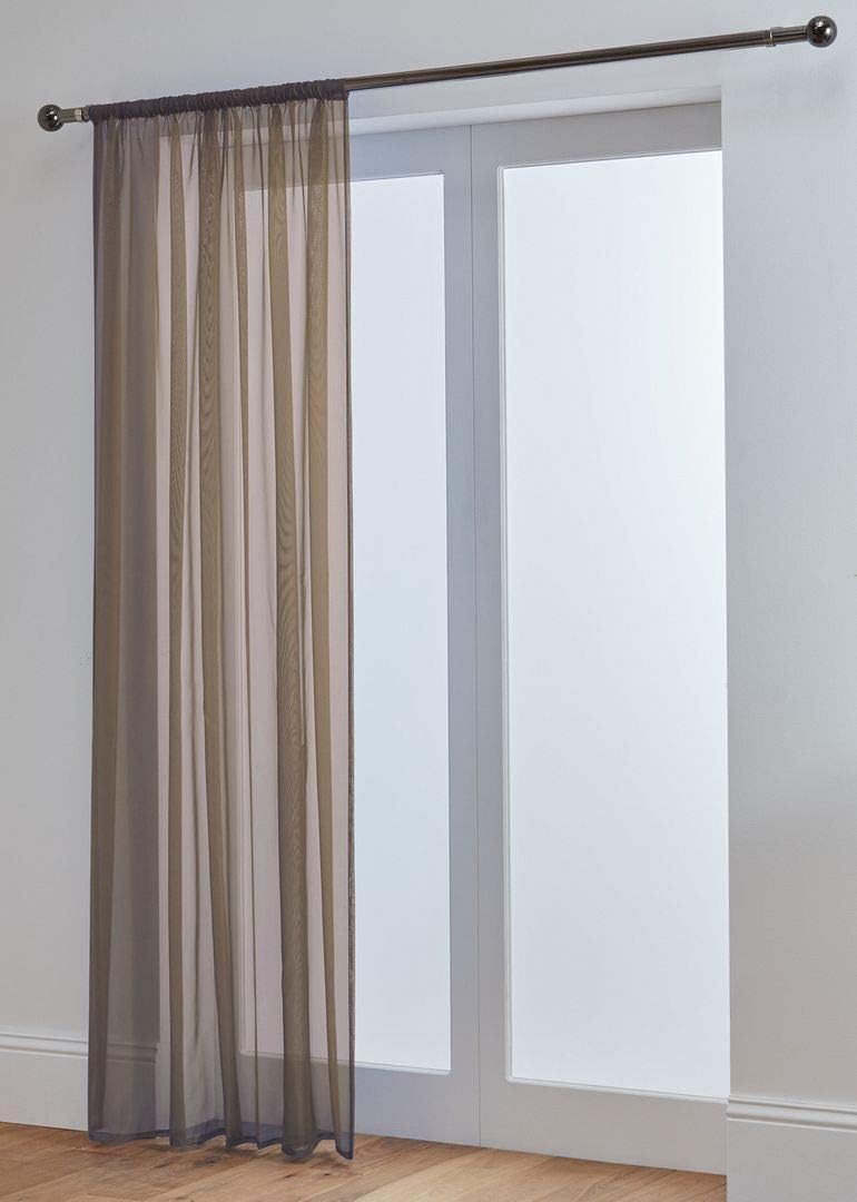 John Aird Lucy Voile Curtains Mocha 58x48 Panel Rod Pocket Slot Top
