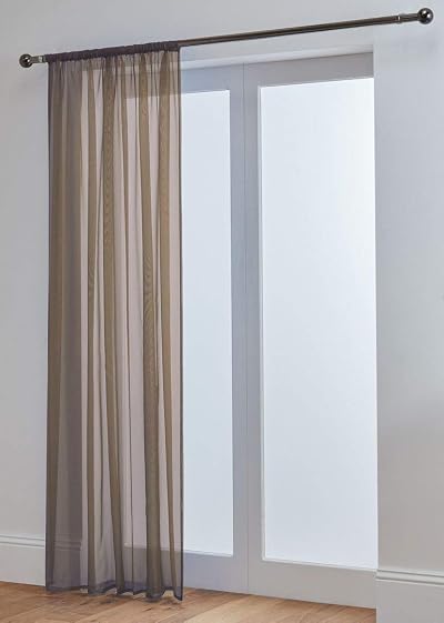 John Aird Lucy Voile Curtains Mocha 58x48 Panel Rod Pocket Slot Top