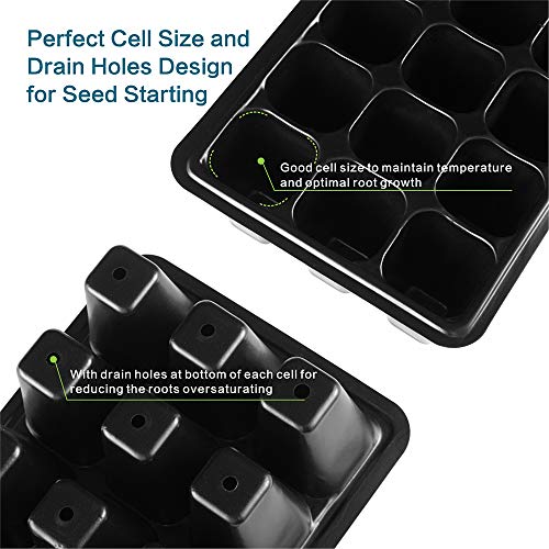 OPULENT SYSTEMS 10 Sets Seed Trays 120 Cells Seedling Starter Tray Garden Plant Germination Kit Seed Starting Tray with Dome and Base, Hand Tool Kits for Indoor Hydroponic Plants Growing