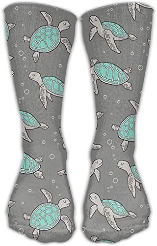 Crew Socks Sea Turtles Mint Green Nautical Pattern Unique Sock For Men &amp; Women One Size