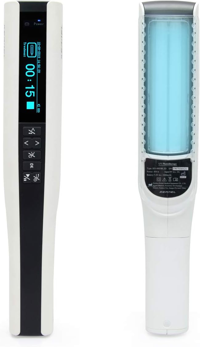 FDA Approved Cordless Hand-held UVB Light Therapy Home UV Phototherapy for Skin Disorders Treatment with Smart Timer, Goggle Included