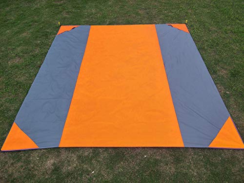 Beach Blanket Oversized 10'X 9' Sandproof Beach Mat Beach Sheet Waterproof Sand Mat with Stakes Lightweight Family Mat for Picnic,Camping,Festival, Beach and Outdoor Activities