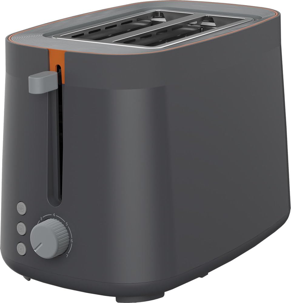 Grundig - TA 5320 Toaster - 7 Bräunungsstufen, 2 Röstfächer - 800 Watt Leistung, Auftau-Funktion, Krümelschublade - Edelstahl-Gehäuse - 20 x 30 x 18 cm - Grau/Terracotta 4