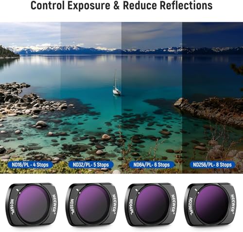 NEEWER Magnetic ND/CPL Filter Set Compatible with DJI OSMO Pocket 4 & Pocket 3 Creator Combo Accessories, Action Camera 6 Pack UV CPL Neutral Density ND16/PL ND32/PL ND64/PL ND256/PL Filters