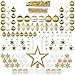 ITART 122ct Christmas Tree Ornaments Decorations Assortment Including Tree Topper Balls Snowflakes Stars Pine Cones Miniature Gift Boxes Tinsel and Beads Garlands Finial (White and Gold)
