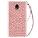 Samsung Galaxy J7 Refine Wallet Case,Galaxy J7 2018 /J7V J7 V 2nd Gen/J7 Star Wallet Case w/Screen Protector,CaseRoo [Kickstand] [Card Slots] [Wrist Strap] Glitter Cover w/Cosmetic Mirror-Rosegold