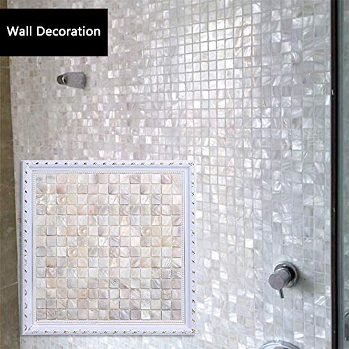 Tueascallk 1.2 Lbs / 300 Pcs of Natural Mother of Pearl Mosaic Tiles, for Home Decoration and Handmade Crafts, 0.8"(L) x 0.8"(W) x 0.065"(T)