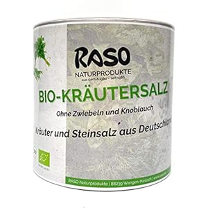 Kräutersalz ohne Geschmacksverstärker BIO von RASO | GRATIS VERSAND | Kräutersalz – Steinsalz mit Schnittlauch…