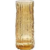 SFBBCLOZ Clear Glass Vase Cylinder 7" Ribbed Thickened Flower Vase Crystal Vase for Modern Centerpieces Home Decor Living Room Bedroom Dining Table Office Wedding Decoration Gift (Amber)