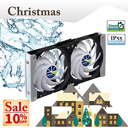 Titan- 12V DC IP55 Waterproof Double Rack Mount Ventilation Cooling Fan with Timer and Speed Controller- TTC-SC20 (120mm)