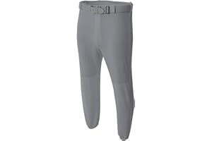 A4 Sportswear Adult Pull-Up Baseball/Softball Wicking Cool Pants - Pockets & Belt Loops (White, Black, Grey/5 Sizes)
