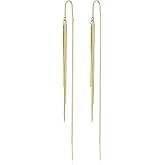 JA.S.JR 14K Gold Plated Threader Dangle Earrings Long Tassel Earrings Wedding Prom Earrings for Women Bridal