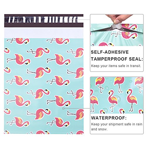 UCGOU Poly Mailers 12x15.5 Inch Flamingo Designer 100 Pack Patterned 5