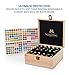 YogiTec Essential Oils Storage Box - Wooden 36 Slots Organizer Carrying Case for Aromatherapy Oils Bottle or Roller Bottles with Black Foam Padding and Free 192 Labels for Holidays