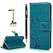 iPhone 6 Case, iPhone 6S Case, YOKIRIN Premium Soft PU Leather Notebook Wallet Cover Embossed Flower Butterfly with Wrist Strap Stand Function Card Holder and ID Slot Flip Folio Protective Skin, Blue