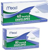 Mead Envelope Set Includes 1box of 40 Ct #10 Security Envelopes & 1box of 80 Ct #6 3/4 Security Envelopes