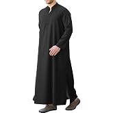 LVCBL Kaftan Thobe for Men Big And Tall Muslim Robe Mens Long Sleeve Caftan