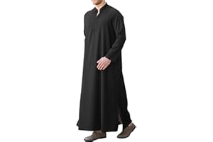 LVCBL Kaftan Thobe for Men Big And Tall Muslim Robe Mens Long Sleeve Caftan