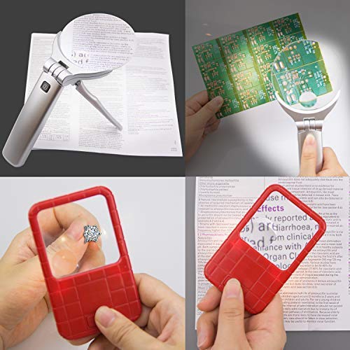 HONWELL Magnifying Glass with Light, LED Illuminated Hand Held Lighted