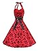 Red 40s 50s Halter Flock Black Tattoo Rockabilly Party Prom Dress