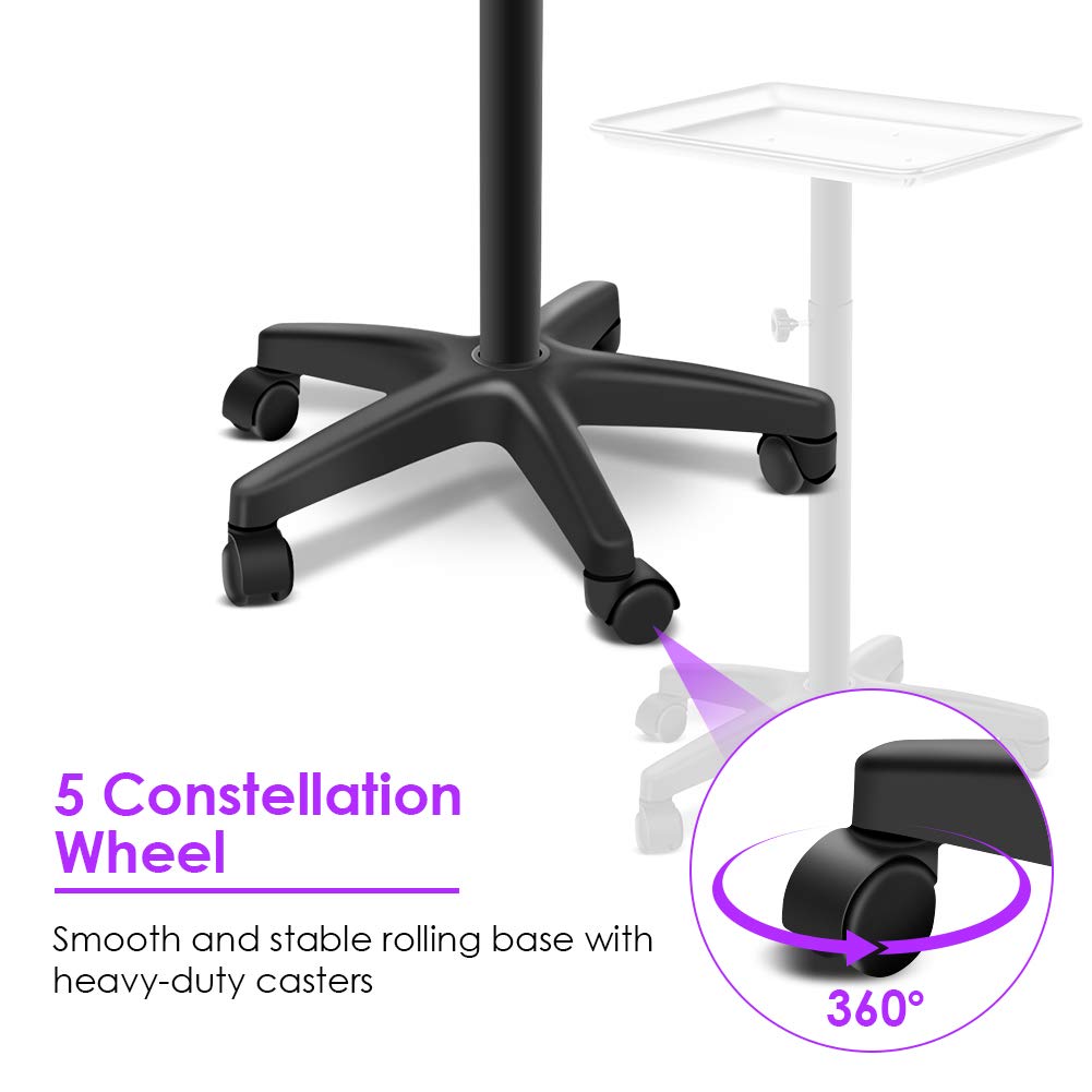 Aluminum Salon Trolley Cart, Rolling Salon Tray Station with 5 wheels, Adjustable Height Tattoo Tray Stand Hair Instrument Beauty Tools Storage Trolley for Salon Beauty Spa Tattoo: Beauty