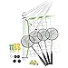 Franklin Sports Badminton Set - Portable Badminton Set - Adult and Kids Badminton Net - Perfect Backyard/Lawn Game - Includes 4 Badminton Racquets - Intermediate